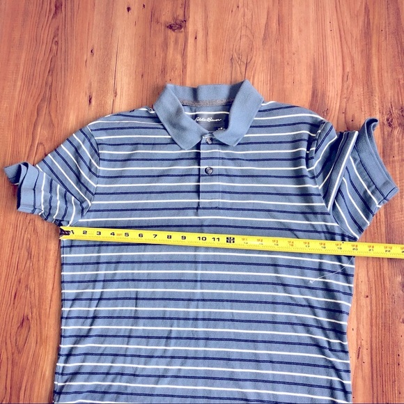 NEW EDDIE BAUER Striped Polo Shirt Blue Medium Men’s NWOT - Picture 8 of 16